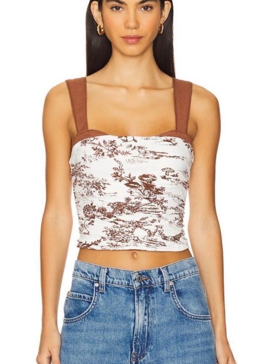 Free People Tops - Free People Brown Toile Square-Neck Tank Top
